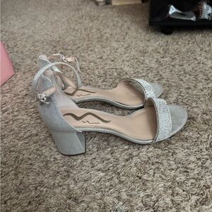 Nina Silver Heels with Ankle Strap